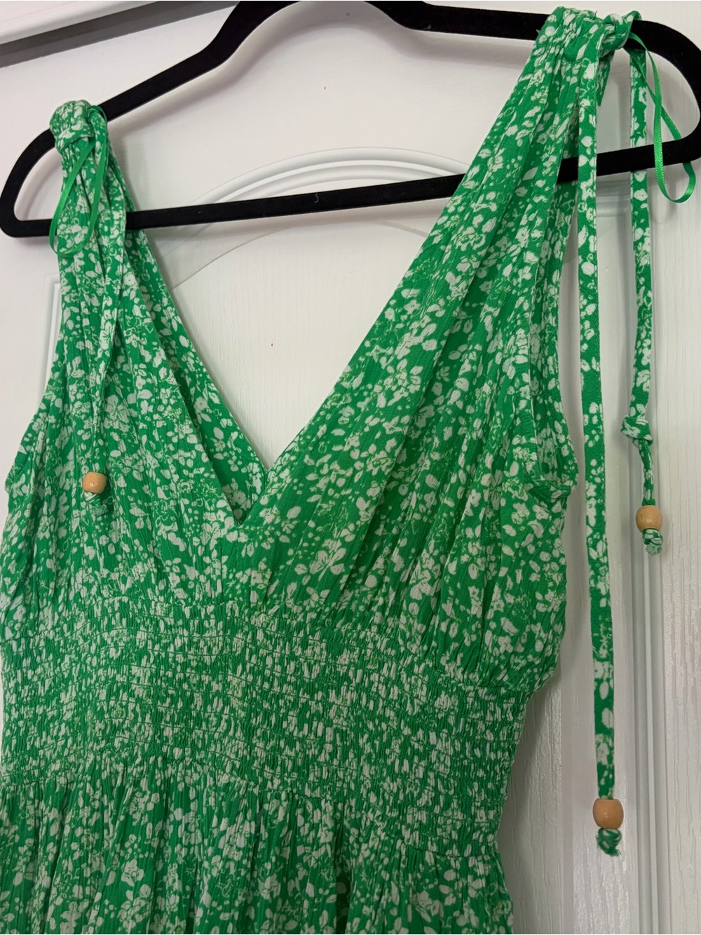 Zara Green and White Floral Tie-Shoulder Sundress
